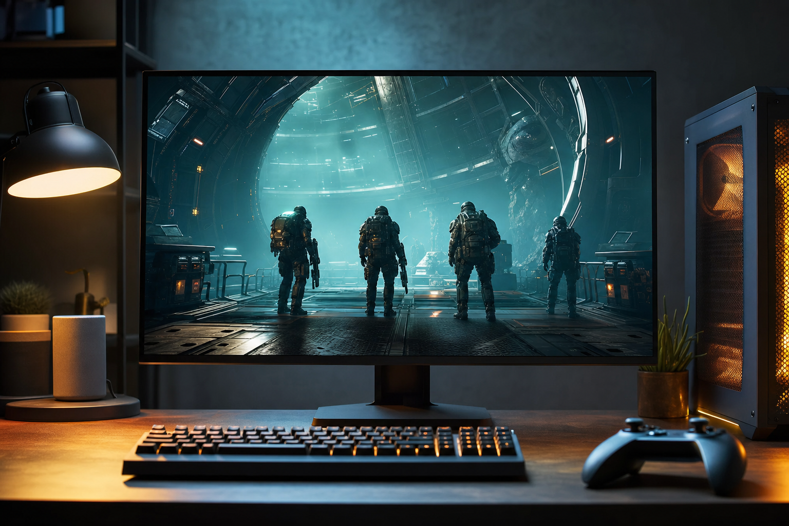 Pro gaming space lit with the modern tittanplay.com glow